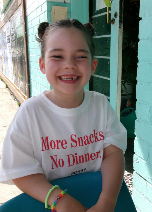 More Snacks, No Dinner Tee - White